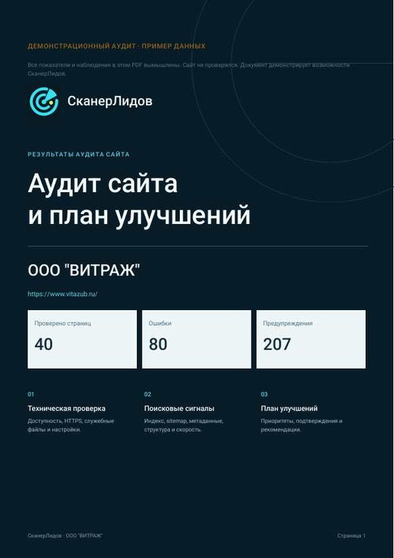 Страница 1 примера аудита