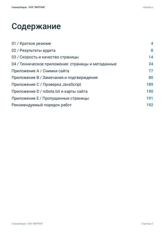 Страница 2 примера аудита